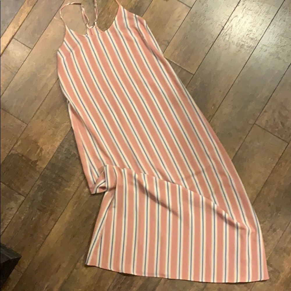 Pink, white and blue stripped maxi dress